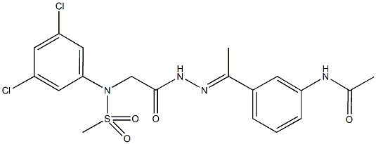 N-[3-(N-{[3,5-dichloro(methylsulfonyl)anilino]acetyl}ethanehydrazonoyl)phenyl]acetamide Structure