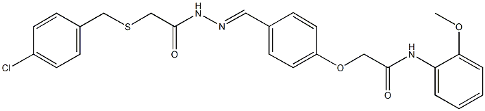 2-[4-(2-{[(4-chlorobenzyl)sulfanyl]acetyl}carbohydrazonoyl)phenoxy]-N-(2-methoxyphenyl)acetamide 구조식 이미지