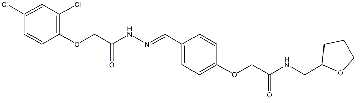 2-(4-{2-[(2,4-dichlorophenoxy)acetyl]carbohydrazonoyl}phenoxy)-N-(tetrahydro-2-furanylmethyl)acetamide Structure