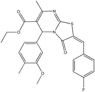 ethyl 2-(4-fluorobenzylidene)-5-(3-methoxy-4-methylphenyl)-7-methyl-3-oxo-2,3-dihydro-5H-[1,3]thiazolo[3,2-a]pyrimidine-6-carboxylate 구조식 이미지