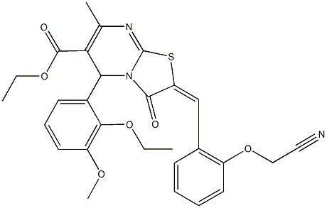 ethyl 2-[2-(cyanomethoxy)benzylidene]-5-(2-ethoxy-3-methoxyphenyl)-7-methyl-3-oxo-2,3-dihydro-5H-[1,3]thiazolo[3,2-a]pyrimidine-6-carboxylate 구조식 이미지