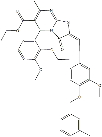 ethyl 5-(2-ethoxy-3-methoxyphenyl)-2-{3-methoxy-4-[(3-methylbenzyl)oxy]benzylidene}-7-methyl-3-oxo-2,3-dihydro-5H-[1,3]thiazolo[3,2-a]pyrimidine-6-carboxylate Structure