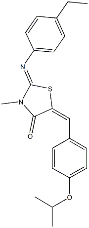 2-[(4-ethylphenyl)imino]-5-(4-isopropoxybenzylidene)-3-methyl-1,3-thiazolidin-4-one Structure