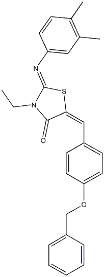 5-[4-(benzyloxy)benzylidene]-2-[(3,4-dimethylphenyl)imino]-3-ethyl-1,3-thiazolidin-4-one Structure