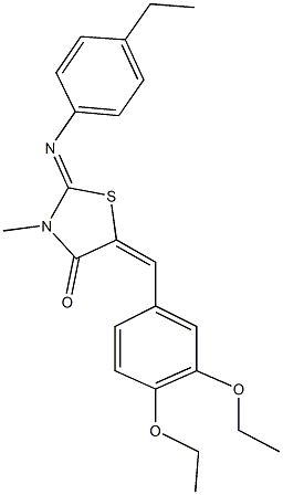 5-(3,4-diethoxybenzylidene)-2-[(4-ethylphenyl)imino]-3-methyl-1,3-thiazolidin-4-one 구조식 이미지