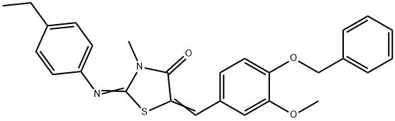 5-[4-(benzyloxy)-3-methoxybenzylidene]-2-[(4-ethylphenyl)imino]-3-methyl-1,3-thiazolidin-4-one 구조식 이미지