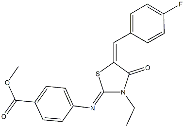 methyl 4-{[3-ethyl-5-(4-fluorobenzylidene)-4-oxo-1,3-thiazolidin-2-ylidene]amino}benzoate 구조식 이미지
