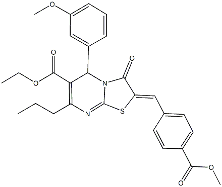 ethyl 2-[4-(methoxycarbonyl)benzylidene]-5-(3-methoxyphenyl)-3-oxo-7-propyl-2,3-dihydro-5H-[1,3]thiazolo[3,2-a]pyrimidine-6-carboxylate Structure