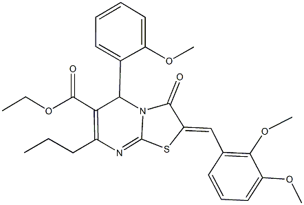 ethyl 2-(2,3-dimethoxybenzylidene)-5-(2-methoxyphenyl)-3-oxo-7-propyl-2,3-dihydro-5H-[1,3]thiazolo[3,2-a]pyrimidine-6-carboxylate 구조식 이미지