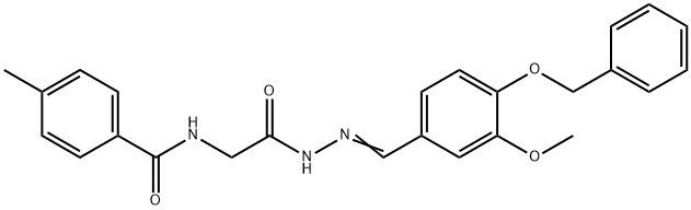 N-(2-{2-[4-(benzyloxy)-3-methoxybenzylidene]hydrazino}-2-oxoethyl)-4-methylbenzamide 구조식 이미지