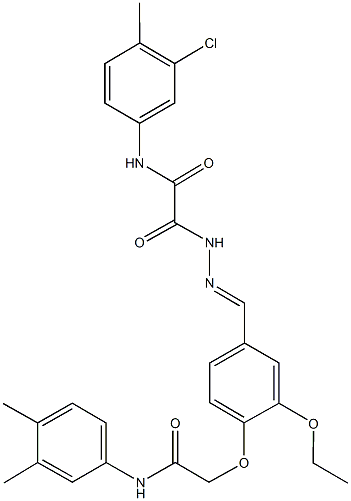 N-(3-chloro-4-methylphenyl)-2-(2-{4-[2-(3,4-dimethylanilino)-2-oxoethoxy]-3-ethoxybenzylidene}hydrazino)-2-oxoacetamide 구조식 이미지