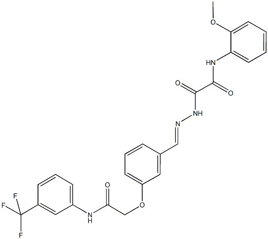 N-(2-methoxyphenyl)-2-oxo-2-[2-(3-{2-oxo-2-[3-(trifluoromethyl)anilino]ethoxy}benzylidene)hydrazino]acetamide Structure