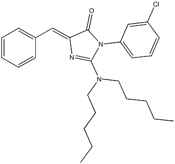 5-benzylidene-3-(3-chlorophenyl)-2-(dipentylamino)-3,5-dihydro-4H-imidazol-4-one 구조식 이미지