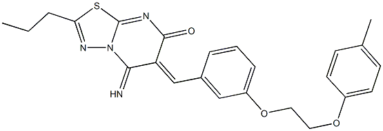 5-imino-6-{3-[2-(4-methylphenoxy)ethoxy]benzylidene}-2-propyl-5,6-dihydro-7H-[1,3,4]thiadiazolo[3,2-a]pyrimidin-7-one 구조식 이미지