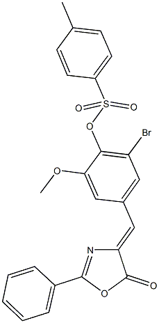 2-bromo-6-methoxy-4-[(5-oxo-2-phenyl-1,3-oxazol-4(5H)-ylidene)methyl]phenyl 4-methylbenzenesulfonate Structure