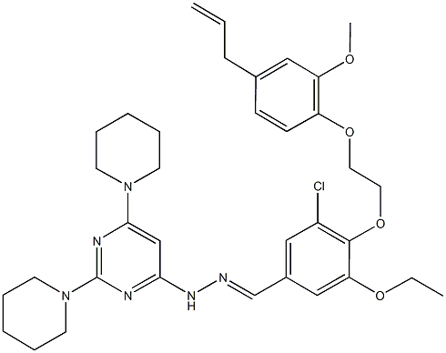 4-[2-(4-allyl-2-methoxyphenoxy)ethoxy]-3-chloro-5-ethoxybenzaldehyde (2,6-dipiperidin-1-ylpyrimidin-4-yl)hydrazone Structure