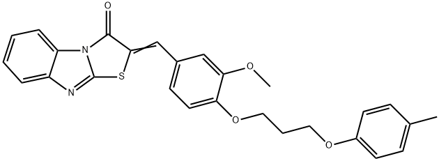 2-{3-methoxy-4-[3-(4-methylphenoxy)propoxy]benzylidene}[1,3]thiazolo[3,2-a]benzimidazol-3(2H)-one 구조식 이미지