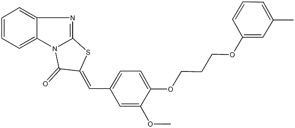 2-{3-methoxy-4-[3-(3-methylphenoxy)propoxy]benzylidene}[1,3]thiazolo[3,2-a]benzimidazol-3(2H)-one 구조식 이미지