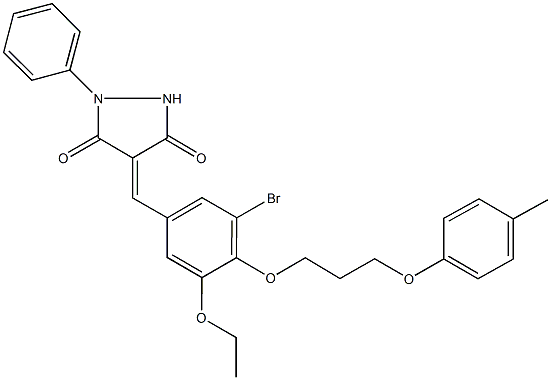 4-{3-bromo-5-ethoxy-4-[3-(4-methylphenoxy)propoxy]benzylidene}-1-phenyl-3,5-pyrazolidinedione Structure