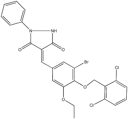 4-{3-bromo-4-[(2,6-dichlorobenzyl)oxy]-5-ethoxybenzylidene}-1-phenyl-3,5-pyrazolidinedione 구조식 이미지