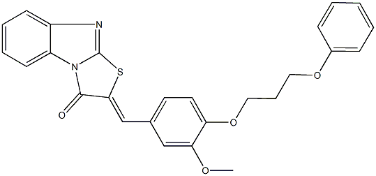 2-[3-methoxy-4-(3-phenoxypropoxy)benzylidene][1,3]thiazolo[3,2-a]benzimidazol-3(2H)-one 구조식 이미지