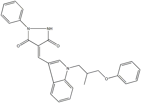 4-{[1-(2-methyl-3-phenoxypropyl)-1H-indol-3-yl]methylene}-1-phenyl-3,5-pyrazolidinedione 구조식 이미지