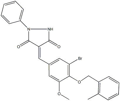 4-{3-bromo-5-methoxy-4-[(2-methylbenzyl)oxy]benzylidene}-1-phenyl-3,5-pyrazolidinedione 구조식 이미지