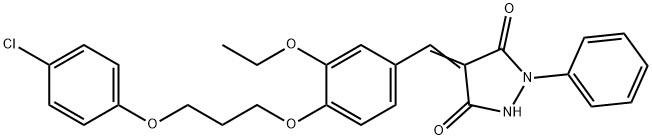 4-{4-[3-(4-chlorophenoxy)propoxy]-3-ethoxybenzylidene}-1-phenyl-3,5-pyrazolidinedione 구조식 이미지