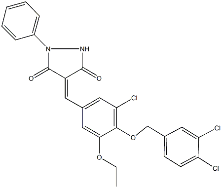 4-{3-chloro-4-[(3,4-dichlorobenzyl)oxy]-5-ethoxybenzylidene}-1-phenyl-3,5-pyrazolidinedione Structure