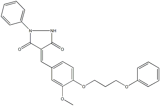 4-[3-methoxy-4-(3-phenoxypropoxy)benzylidene]-1-phenyl-3,5-pyrazolidinedione Structure