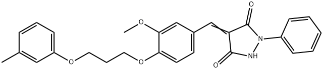 4-{3-methoxy-4-[3-(3-methylphenoxy)propoxy]benzylidene}-1-phenyl-3,5-pyrazolidinedione 구조식 이미지