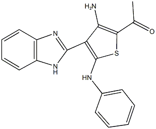 1-[3-amino-5-anilino-4-(1H-benzimidazol-2-yl)-2-thienyl]ethanone Structure