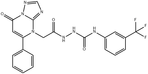 2-[(7-oxo-5-phenyl[1,2,4]triazolo[1,5-a]pyrimidin-4(7H)-yl)acetyl]-N-[3-(trifluoromethyl)phenyl]hydrazinecarboxamide 구조식 이미지