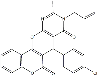 9-allyl-7-(4-chlorophenyl)-10-methyl-7,9-dihydro-6H,8H-chromeno[3',4':5,6]pyrano[2,3-d]pyrimidine-6,8-dione 구조식 이미지