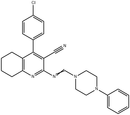 4-(4-chlorophenyl)-2-{[(4-phenyl-1-piperazinyl)methylene]amino}-5,6,7,8-tetrahydro-3-quinolinecarbonitrile 구조식 이미지