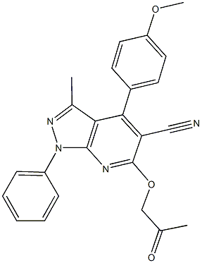 4-(4-methoxyphenyl)-3-methyl-6-(2-oxopropoxy)-1-phenyl-1H-pyrazolo[3,4-b]pyridine-5-carbonitrile 구조식 이미지