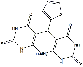 6-amino-5-[(6-amino-4-oxo-2-thioxo-1,2,3,4-tetrahydropyrimidin-5-yl)(thien-2-yl)methyl]-2-thioxo-2,3-dihydropyrimidin-4(1H)-one 구조식 이미지