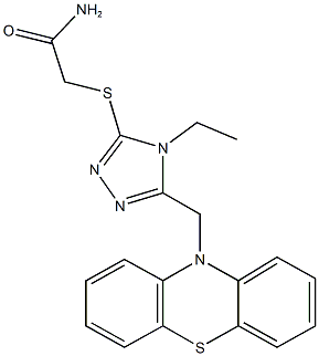 2-{[4-ethyl-5-(10H-phenothiazin-10-ylmethyl)-4H-1,2,4-triazol-3-yl]sulfanyl}acetamide 구조식 이미지