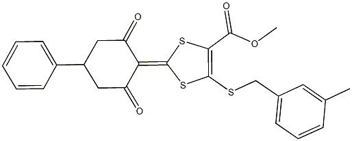 methyl 2-(2,6-dioxo-4-phenylcyclohexylidene)-5-[(3-methylbenzyl)sulfanyl]-1,3-dithiole-4-carboxylate Structure