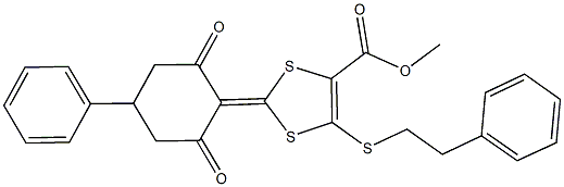 methyl 2-(2,6-dioxo-4-phenylcyclohexylidene)-5-[(2-phenylethyl)sulfanyl]-1,3-dithiole-4-carboxylate 구조식 이미지