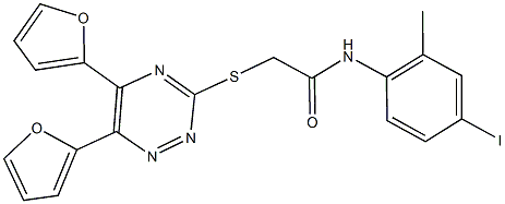 2-{[5,6-di(2-furyl)-1,2,4-triazin-3-yl]sulfanyl}-N-(4-iodo-2-methylphenyl)acetamide 구조식 이미지