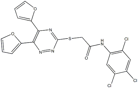 2-{[5,6-di(2-furyl)-1,2,4-triazin-3-yl]sulfanyl}-N-(2,4,5-trichlorophenyl)acetamide 구조식 이미지