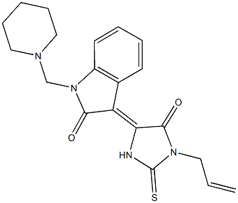 3-(1-allyl-5-oxo-2-thioxo-4-imidazolidinylidene)-1-(1-piperidinylmethyl)-1,3-dihydro-2H-indol-2-one 구조식 이미지