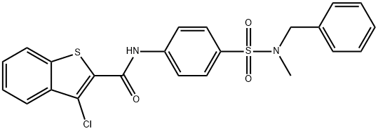 N-(4-{[benzyl(methyl)amino]sulfonyl}phenyl)-3-chloro-1-benzothiophene-2-carboxamide 구조식 이미지