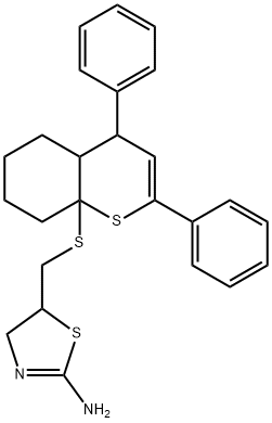 5-{[(2,4-diphenyl-4,4a,5,6,7,8-hexahydro-8aH-thiochromen-8a-yl)sulfanyl]methyl}-4,5-dihydro-1,3-thiazol-2-amine 구조식 이미지