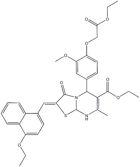 ethyl 2-[(4-ethoxy-1-naphthyl)methylene]-5-[4-(2-ethoxy-2-oxoethoxy)-3-methoxyphenyl]-7-methyl-3-oxo-2,3,8,8a-tetrahydro-5H-[1,3]thiazolo[3,2-a]pyrimidine-6-carboxylate Structure