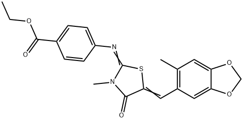 ethyl 4-({3-methyl-5-[(6-methyl-1,3-benzodioxol-5-yl)methylene]-4-oxo-1,3-thiazolidin-2-ylidene}amino)benzoate Structure