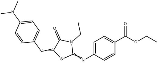ethyl 4-({5-[4-(dimethylamino)benzylidene]-3-ethyl-4-oxo-1,3-thiazolidin-2-ylidene}amino)benzoate Structure