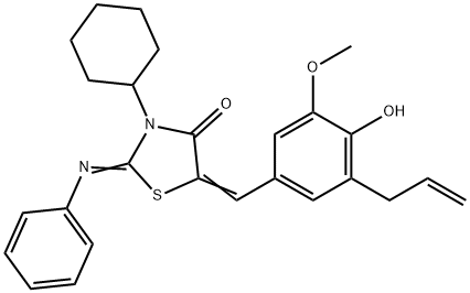 5-(3-allyl-4-hydroxy-5-methoxybenzylidene)-3-cyclohexyl-2-(phenylimino)-1,3-thiazolidin-4-one Structure