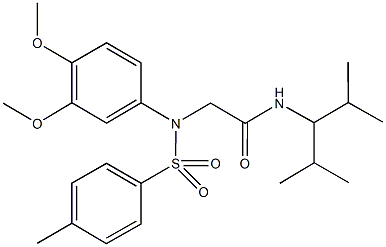 2-{3,4-dimethoxy[(4-methylphenyl)sulfonyl]anilino}-N-(1-isopropyl-2-methylpropyl)acetamide 구조식 이미지